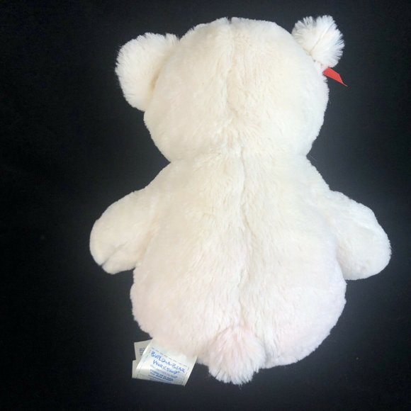 Build A Bear Polar Bear Plush White Cream Brown Nose 14” Stuffed Animal Toy Bow - Picture 7 of 9